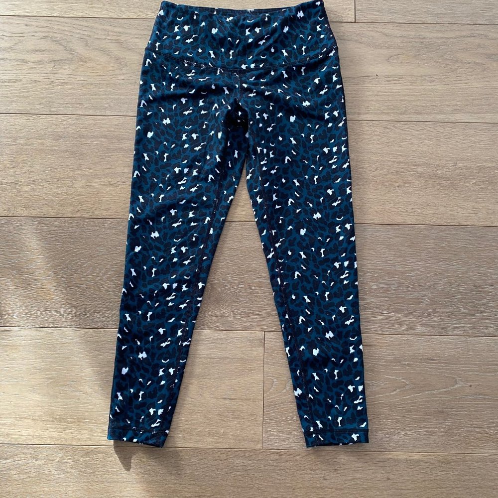 Zella Leopard Ankle Leggings (XS, Blue/Green)